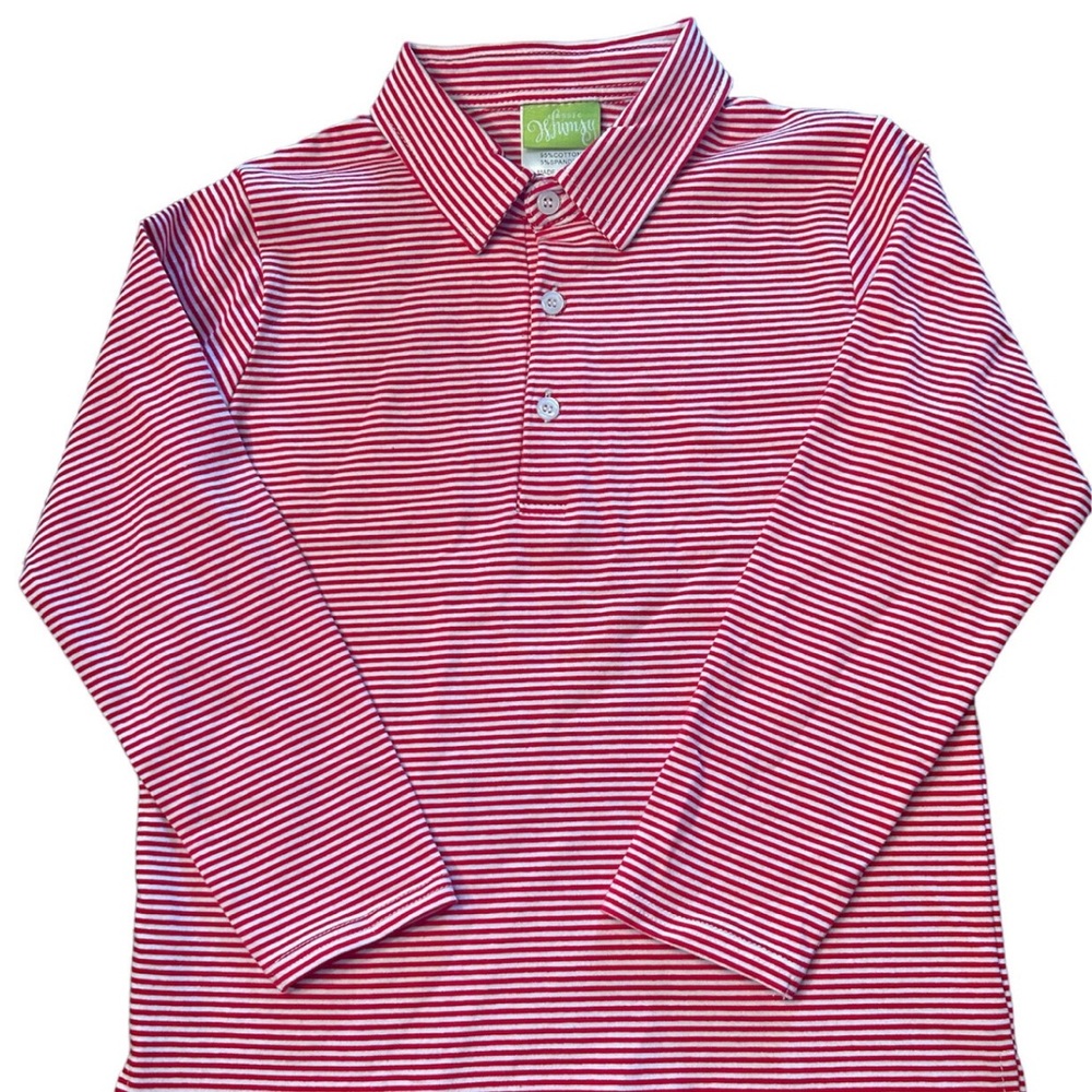 NWOT Classic Whimsy Red & White Striped Long sleeve polo